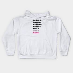 The Members of the Umbrella Academy - Black, Clear, Pink Kids Hoodie